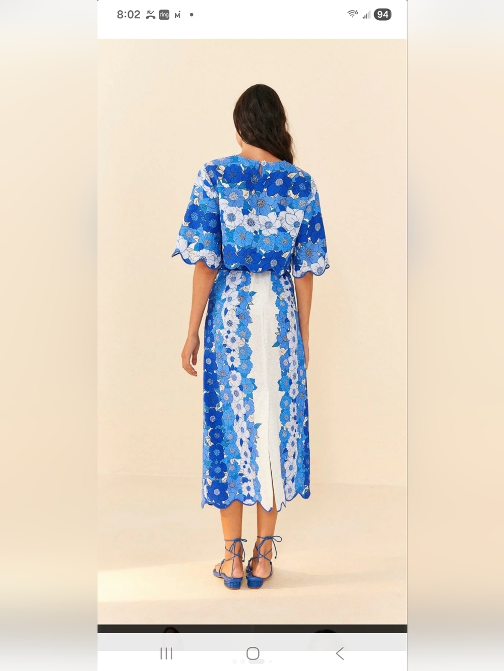 Farm Rio Blue Floral Lace Two-Piece Skirt Set size SMALL - Picture 3 of 7